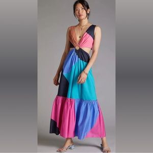 Geisha Designs - Anthropologie Flounced Cut-Out Maxi Dress - 6P